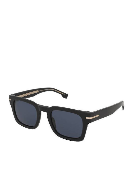 Boss Men's Sunglasses with Black Plastic Frame and Blue Lens HG 1625/S 807/KU