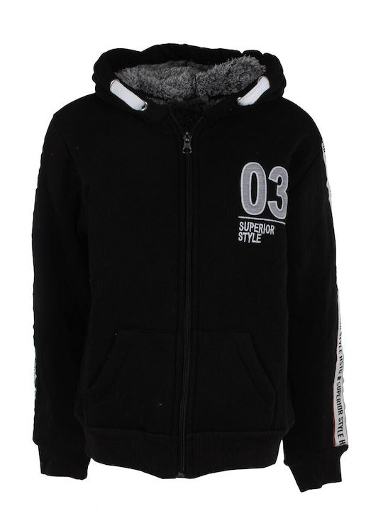 Kids Cardigan Cotton with Hood Black