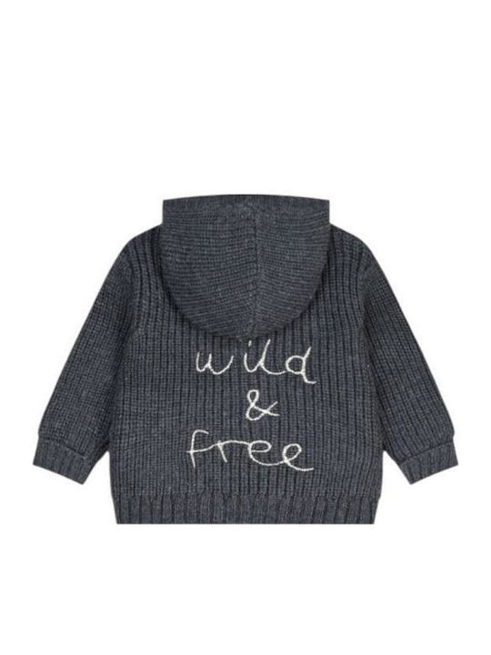 Kids Cardigan Knitted with Hood Gray