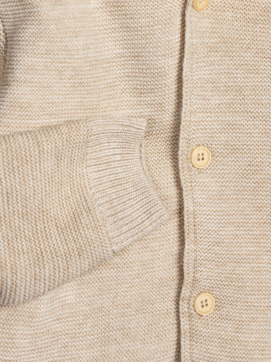 Kids Cardigan Knitted with Hood Beige-Ecru