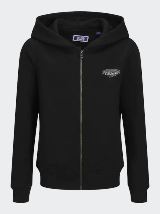 Kids Sweatshirt Cardigan Cotton with Hood Black