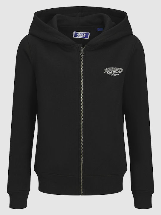 Kids Sweatshirt Cardigan Cotton with Hood Black