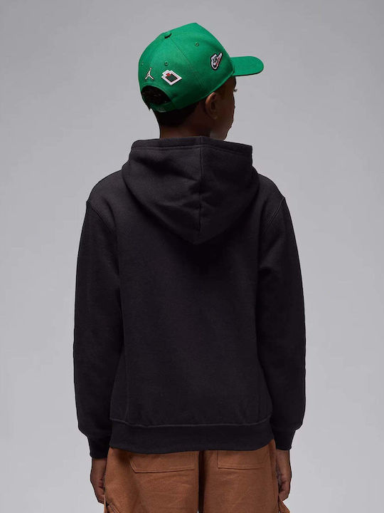 Fleece Lined Kids Hoodie Cardigan With Hood and Pockets Black