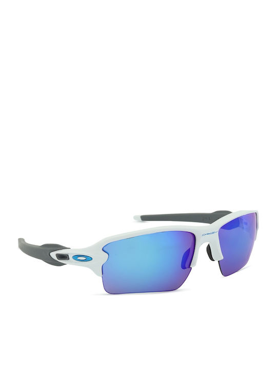 Oakley Prizm Sapphire Men's Sunglasses with White Plastic Frame and Blue Mirror Lens
