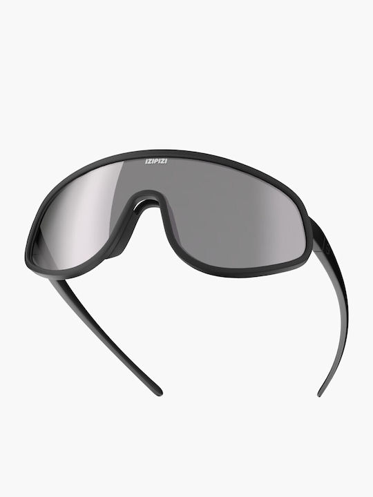 Izipizi Unisex Sunglasses with Black Plastic Frame and Silver Mirror Lens