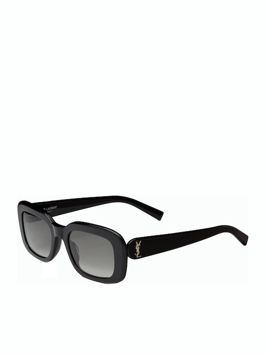 Ysl Women's Sunglasses with Black Plastic Frame and Black Gradient Lens