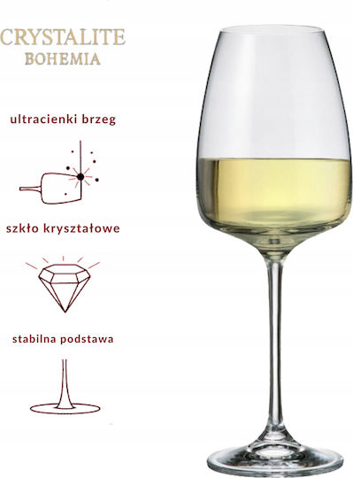 Bohemia Alizee Glass for White Wine made of Crystal Transparent Goblet 440ml