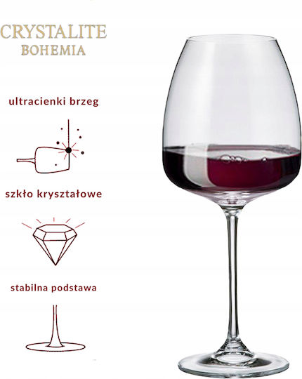 Bohemia Anser Set of Glasses for Red Wine made of Crystal Stemmed 610ml 0802834 6pcs