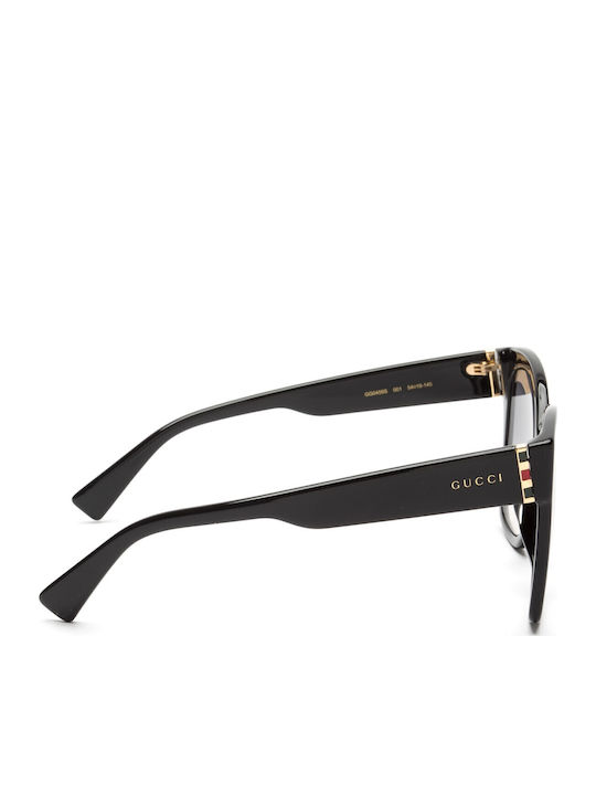 Gucci Damentaschen Sonnenbrille mit Schwarz Horn umrandetem Rahmen und Gray Verlaufsfarbe Gläser GG0459S 001