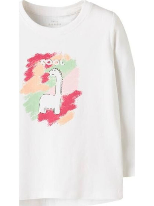Kids Long-Sleeved White Blouse Cool Dino