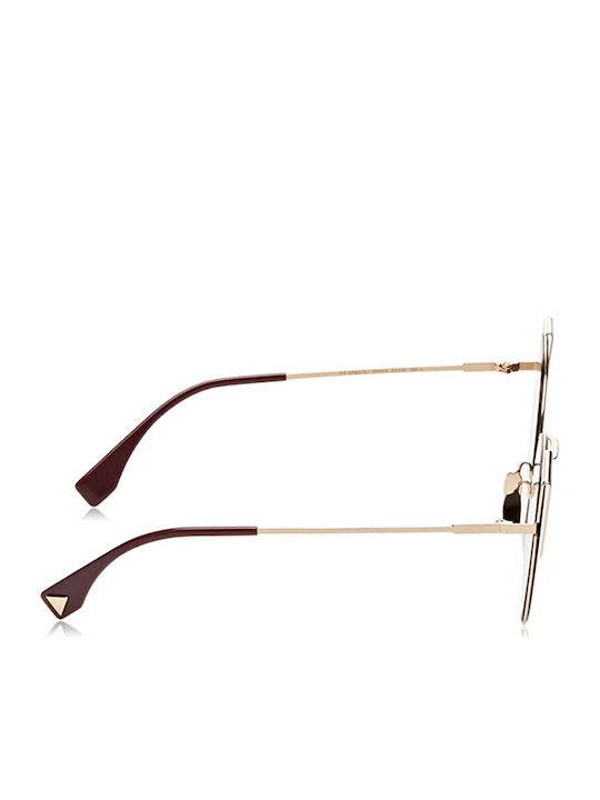 Fendi Damen Sonnenbrille mit Gold Metall Gestell