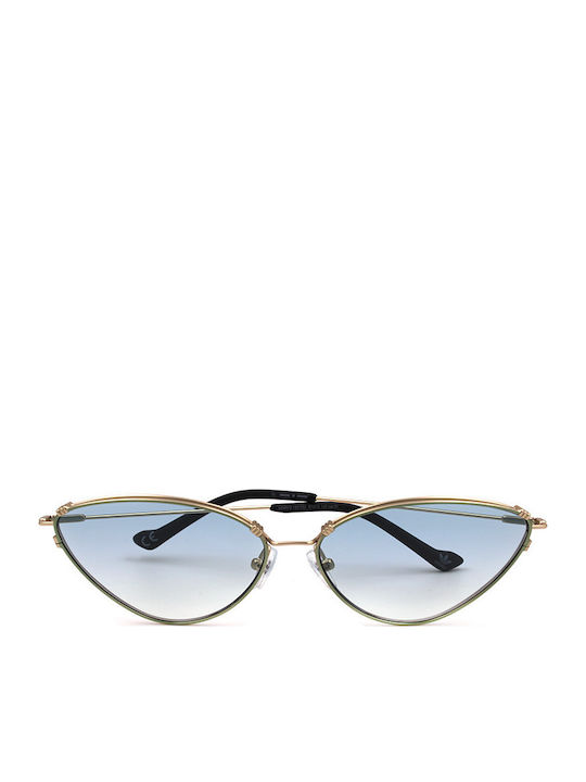 adidas Women's Sunglasses with Gold Metal Frame and Light Blue Gradient Lens AOM012-120032