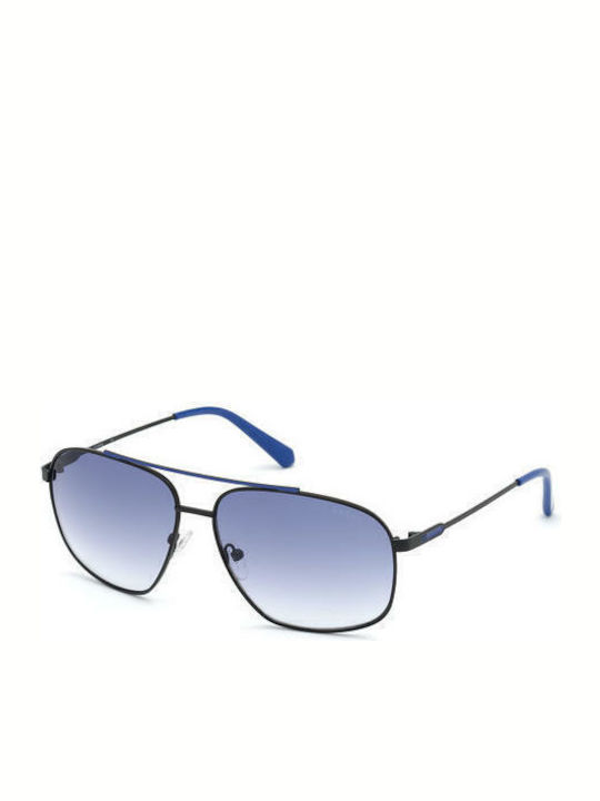 Guess Men's Sunglasses with Black Metal Frame and Blue Gradient Lens GU6973 02W