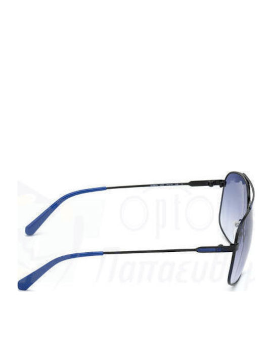 Guess Men's Sunglasses with Black Metal Frame and Blue Gradient Lens GU6973 02W