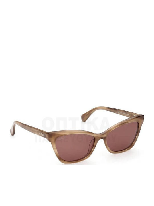 Max Mara Women’s Sunglasses with Multicolour Horn-Rimmed Frame and Brown Lens MM 0011 47E