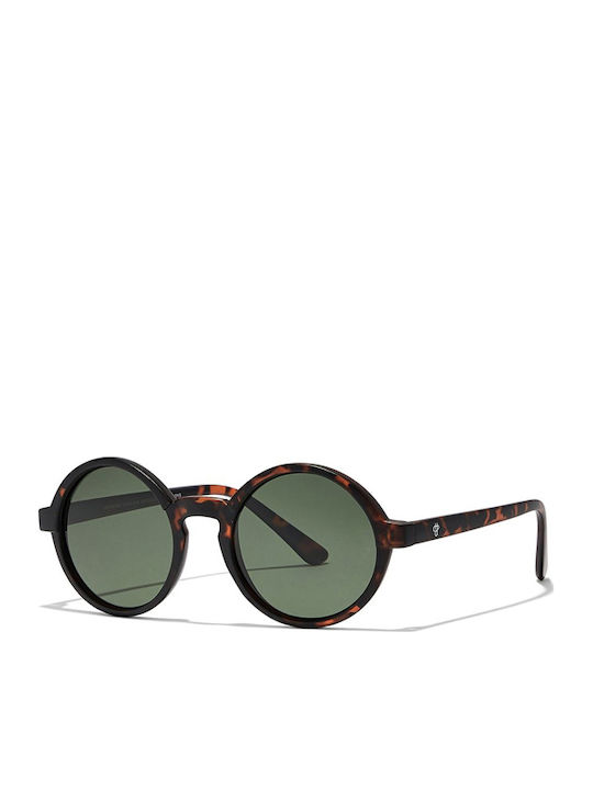 Chpo Sam Unisex Sunglasses with Brown Tartaruga Plastic Frame and Green Lens 16132FA