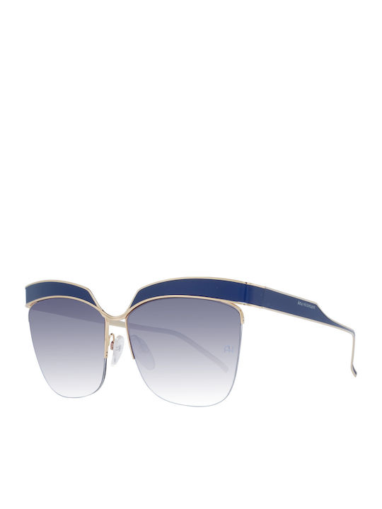 Ana Hickmann Damen Sonnenbrille mit Lila Metall Gestell und Lila Spiegel Linse