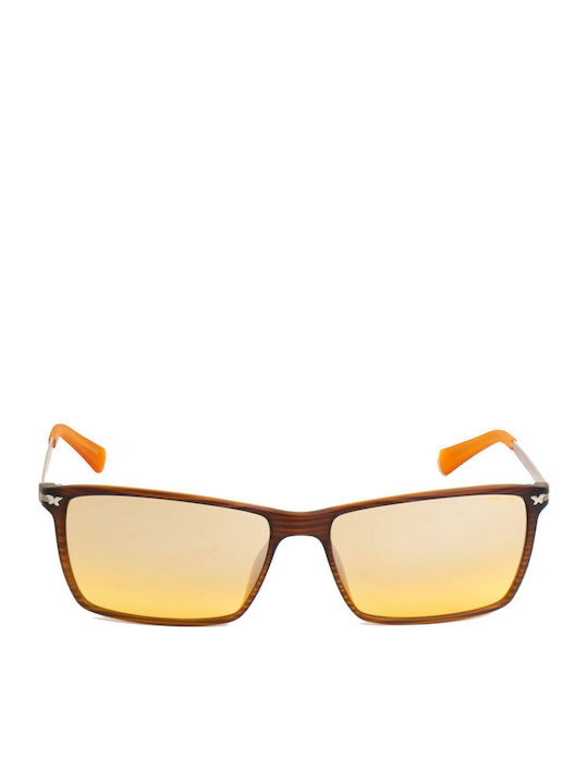 Police Herren Sonnenbrille mit Braun Gestell und Gelb Linse S1957 D83M