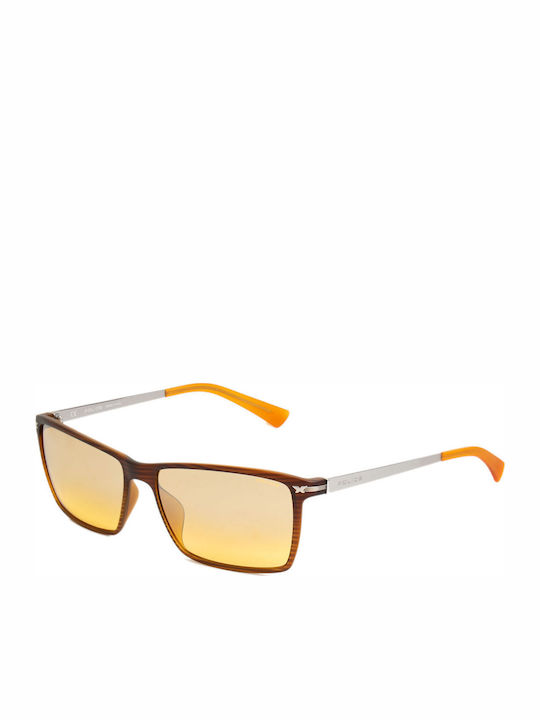 Police Herren Sonnenbrille mit Braun Gestell und Gelb Linse S1957 D83M
