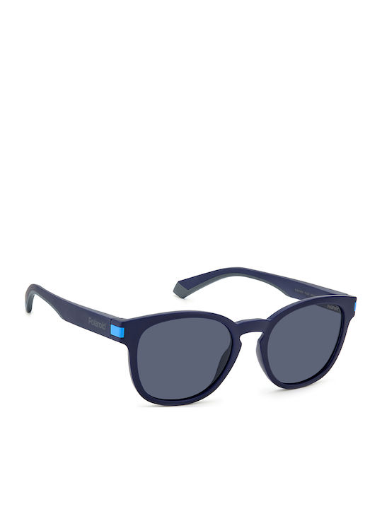 Polaroid Men's Sunglasses with Navy Blue Horn-Rimmed Frame and Blue Lens PLD2129/S FLL/C3