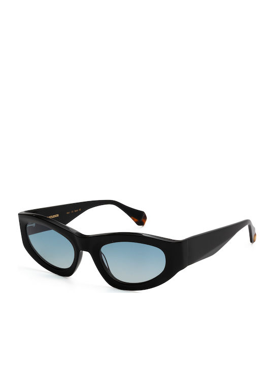 Gigi Barcelona Damen Sonnenbrille mit Schwarz Kunststoff Gestell und Hellblau Linse 6836/1