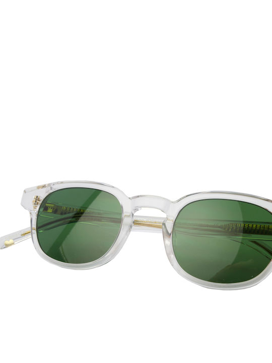 Common Sense Unisex Sunglasses with Transparent Plastic Frame and Green Lens CS003