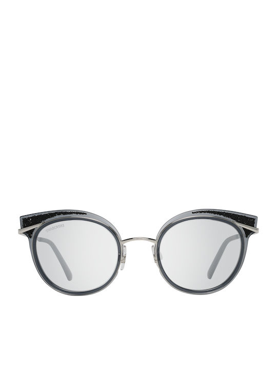 Swarovski Women's Sunglasses with Black Metal Frame and Black Mirror Lens SK0169 20C