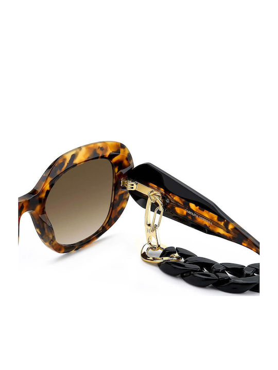 Carolina Herrera Women's Sunglasses with Brown Tartaruga Plastic Frame and Brown Gradient Lens