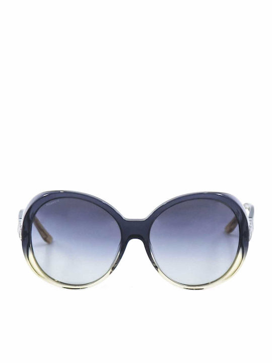 Burberry Women's Sunglasses with Black Horn-Rimmed Frame and Gray Gradient Lenses