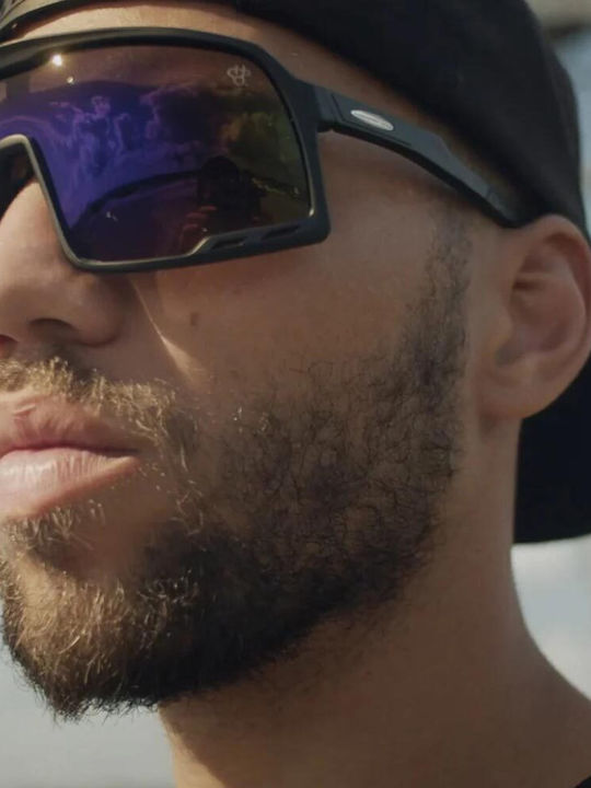 Chpo Henrik Unisex Sonnenbrille mit Schwarz Kunststoff Gestell und Mehrfarbig Polarisiert Linse 16132PA