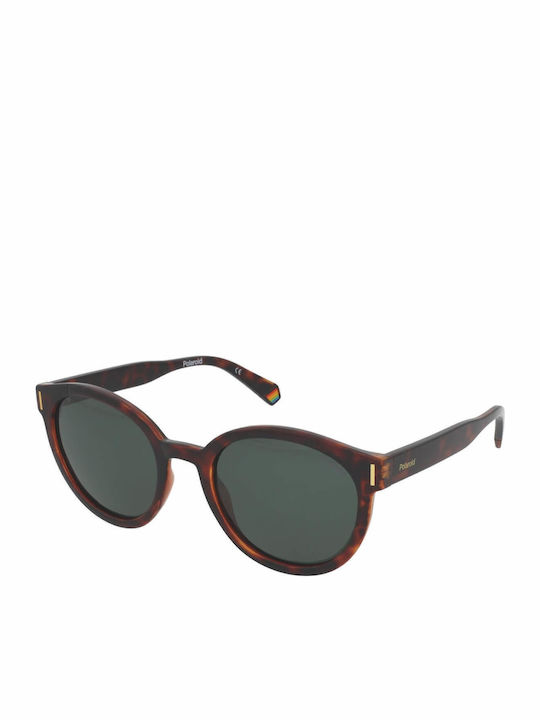 Polaroid Women's Sunglasses with Brown Tartaruga Plastic Frame and Green Polarized Lens PLD6185/S 086/UC