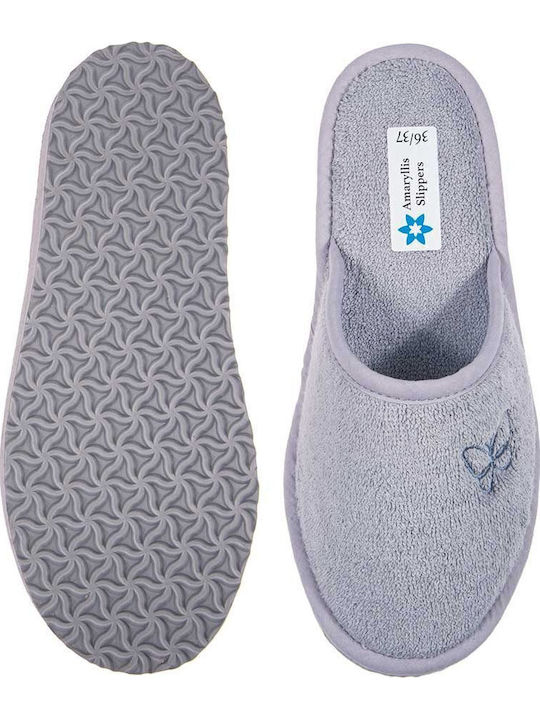 Πετσετέ Χειμερινές Γυναικείες Παντόφλες Grey Butterfly