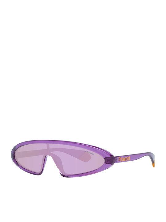 Polaroid Women's Sunglasses with Purple Horn-Rimmed Frame and Purple Polarized Mirror Lens PLD6074/S B3VAI