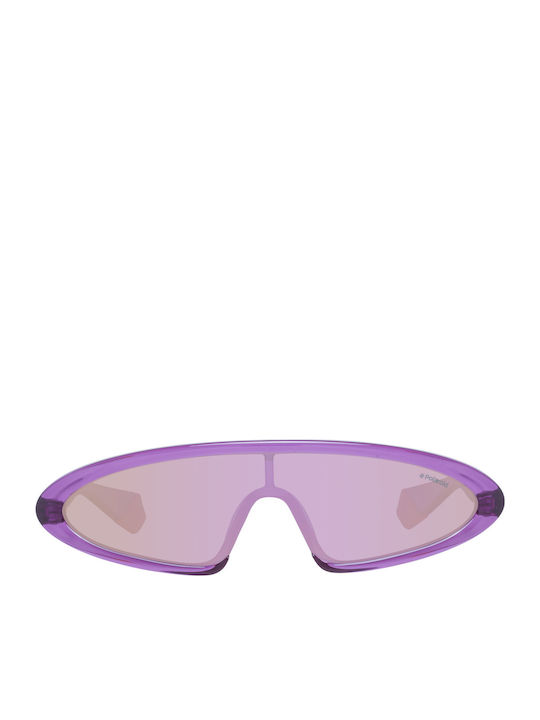 Polaroid Women's Sunglasses with Purple Horn-Rimmed Frame and Purple Polarized Mirror Lens PLD6074/S B3VAI
