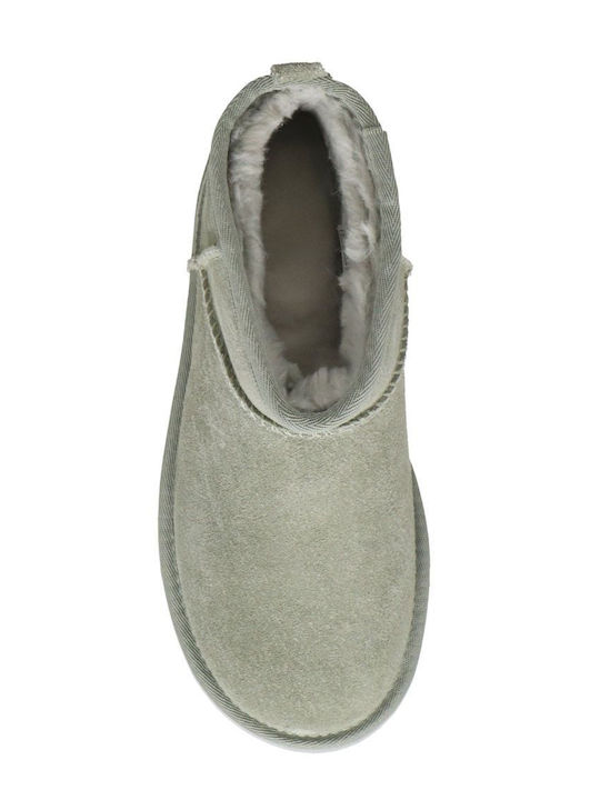 Classic Ultra Mini Platform Suede Women's Ankle Boots with Fur Shaded Clover