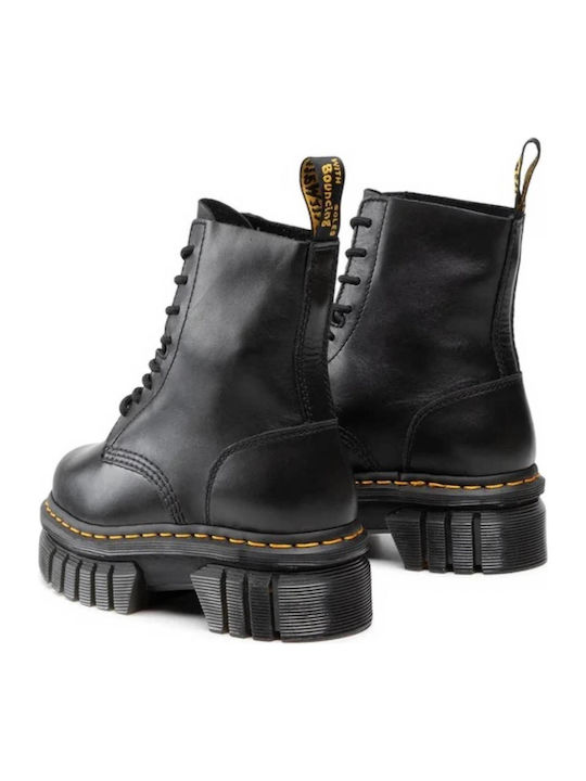 Audrick 8-Eye Leather Women's Ankle Boots with Medium Heel Black