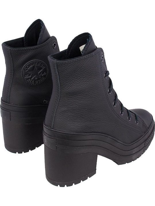Chuck 70 De Luxe Ghete Dama Bocanci De Piele Cu Toc Înalt Negri