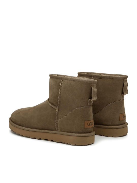 Classic Mini II Suede Women's Ankle Boots with Fur Antilope