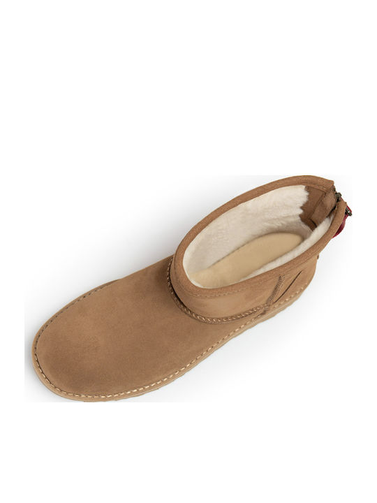Classic Mini Logo Suede Γυναικεία Μποτάκια με Γούνα Chestnut