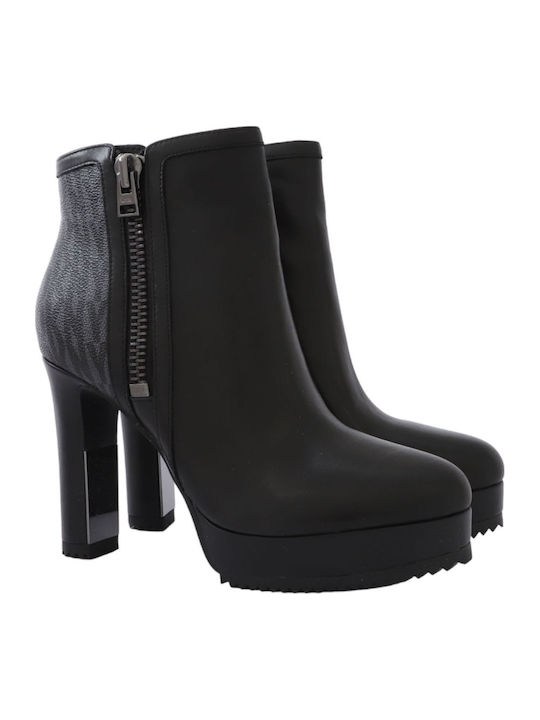 Liana Leather Women's Ankle Boots with High Heel Black