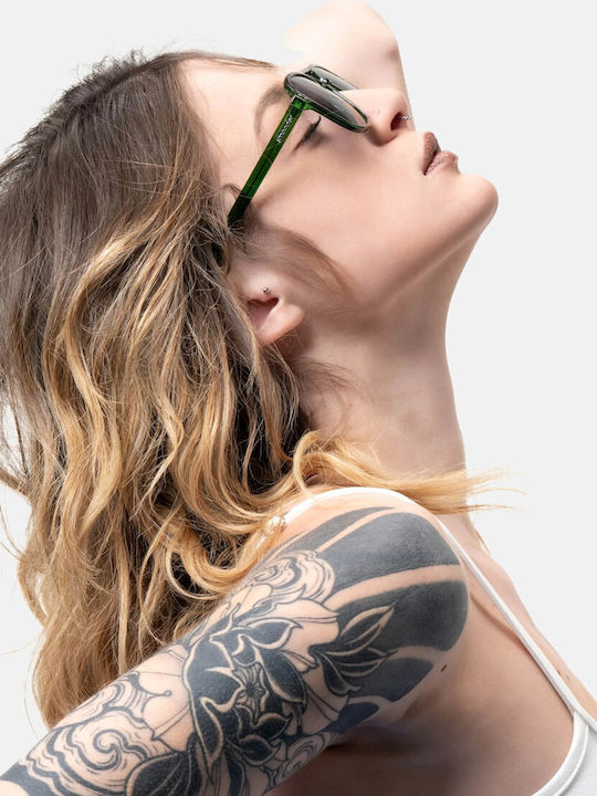Smooder Unisex Sonnenbrille mit Grün Kunststoff Gestell und Grün Linse X014