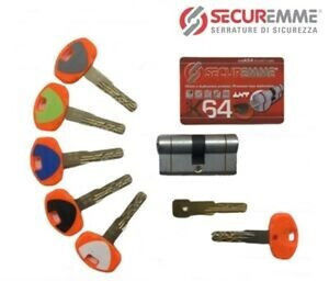 Securemme Lock Cylinder Security 80mm (30-50) with 5 Keys Silver