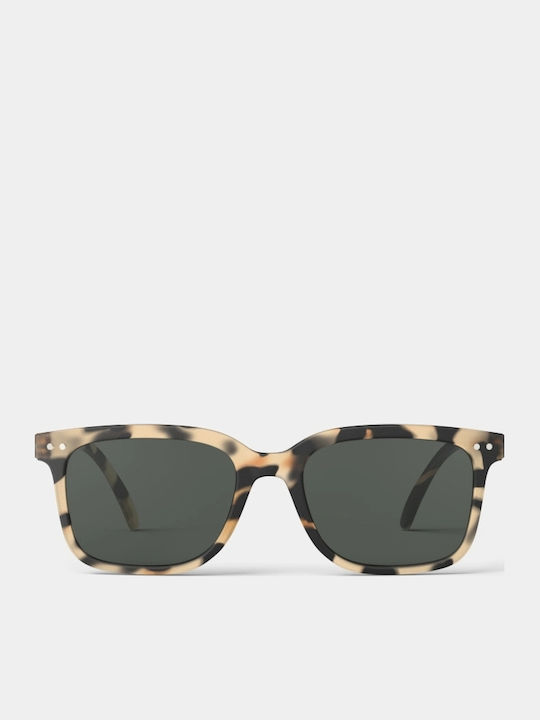 Izipizi Unisex Sunglasses with Brown Tartaruga Plastic Frame and Black Lens