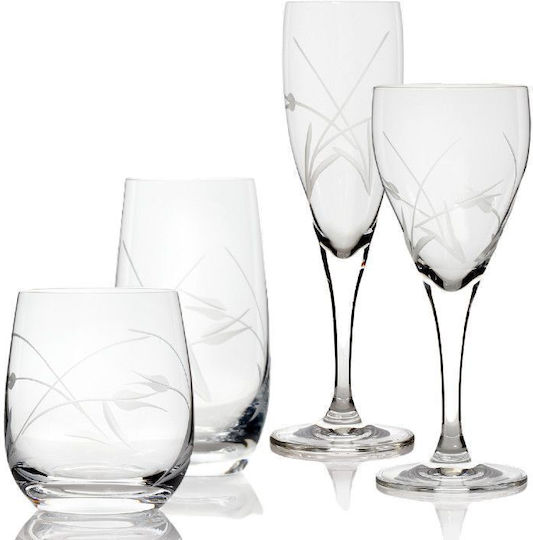 Rona Flute Set Water Glasses Whiskey Goblets Crystal 230ml 6 Pieces