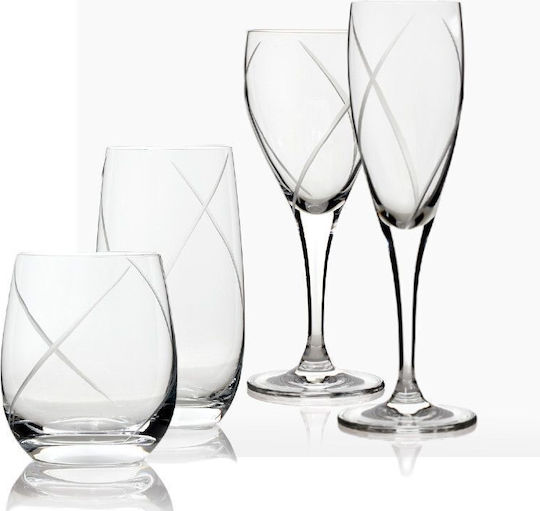 Rona Flute Set Water Glasses Whiskey Goblets Crystal 230ml 6 Pieces