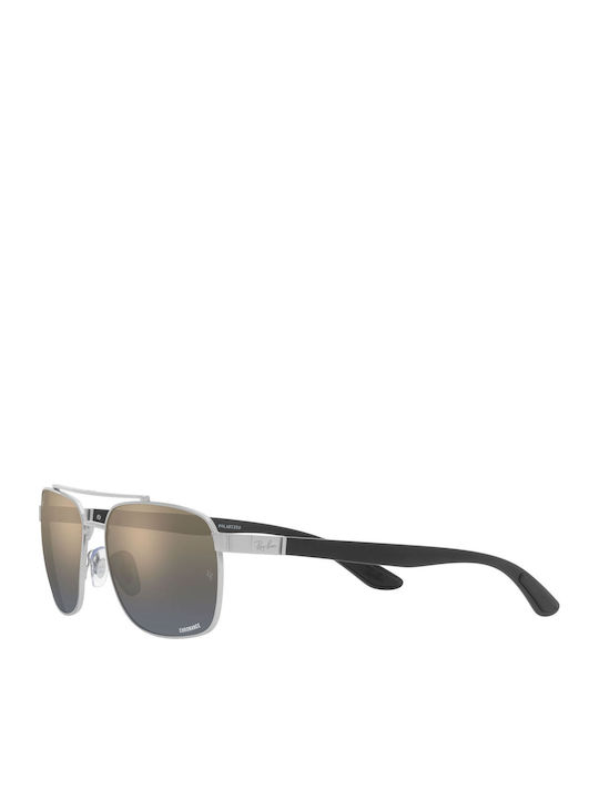 Ray Ban Chromance Men's Sunglasses with Silver Frame and Blue Polarized Mirror Lens RB3701 003/J0