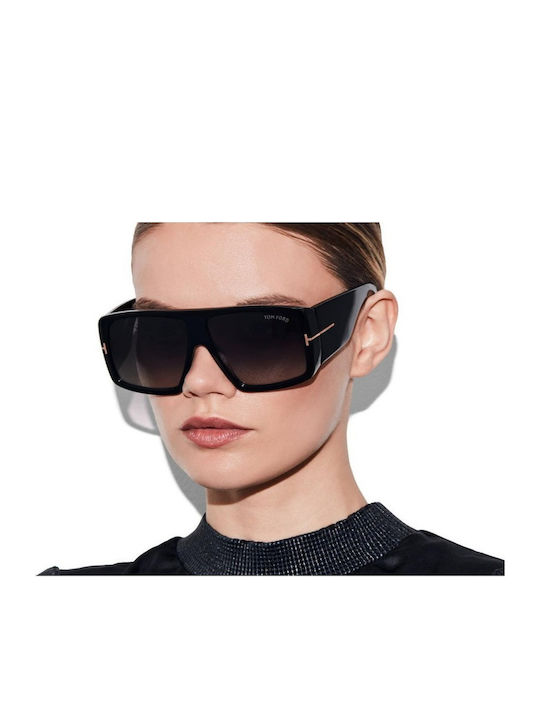 Tom Ford Raven Unisex Sunglasses with Black Plastic Frame and Black Gradient Lens TF1036 01B