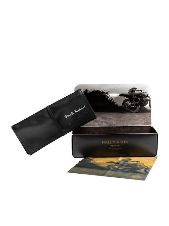 Hally&Son Унисекс Слънчеви Очила със Сребърна Метална Рамка и Сини Стъкла