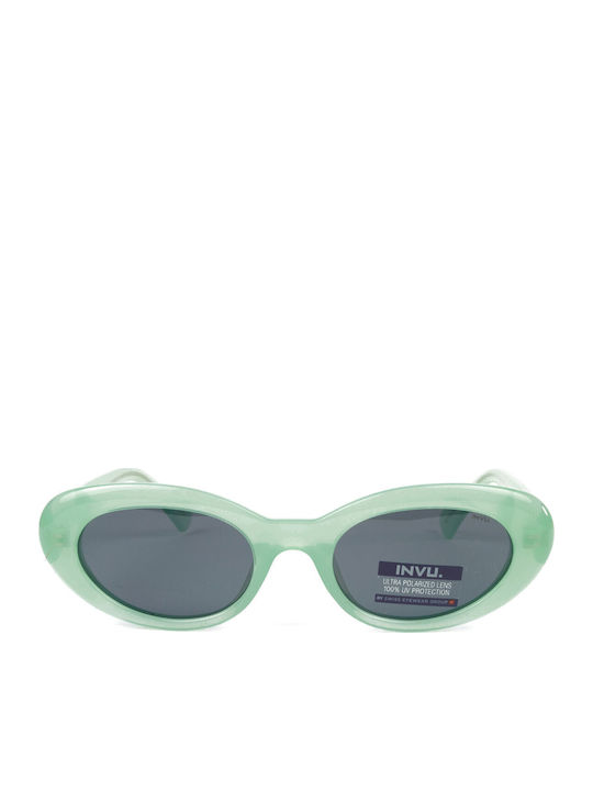 Invu Women's Sunglasses with Green Plastic Frame and Gray Polarized Lens IB22433D