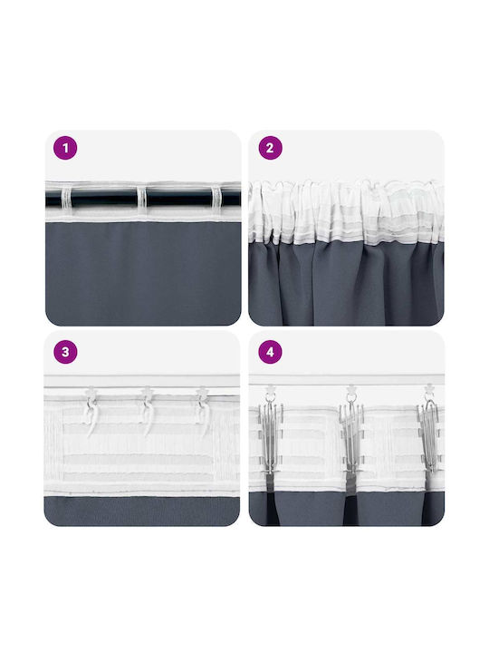vidaXL Set Window Blackout Curtains With Gray Pencil Pleat 140x175cm